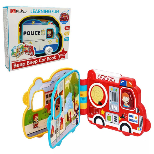 Beep Car Book Infant Toy – Light & Sound Educational Baby Toy | Interactive Soft Book for Toddlers
