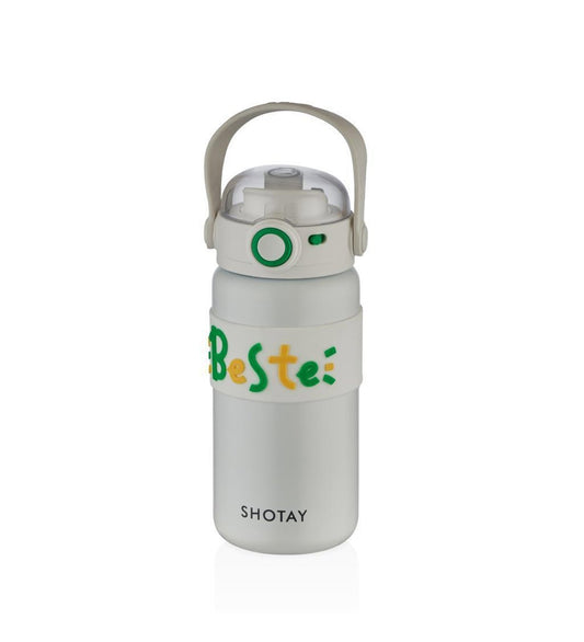 Shotay Steel Water Bottle Kids | 500 ML (White)