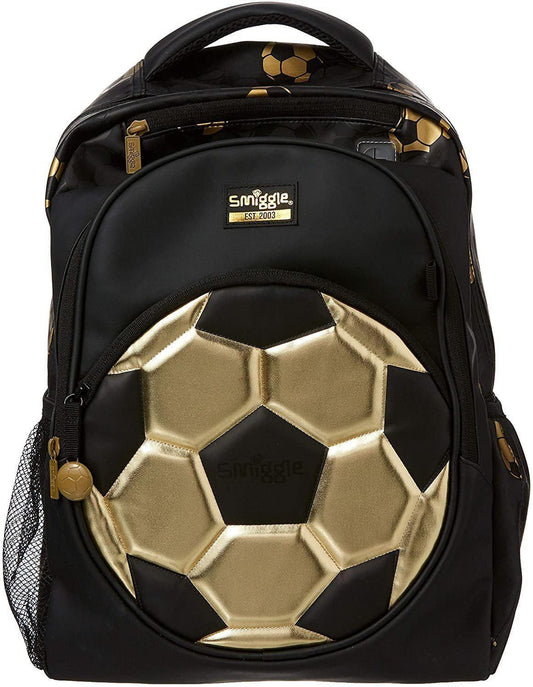 Smiggle Gold Football 16-inch colorful and stylish school backpack for kids

