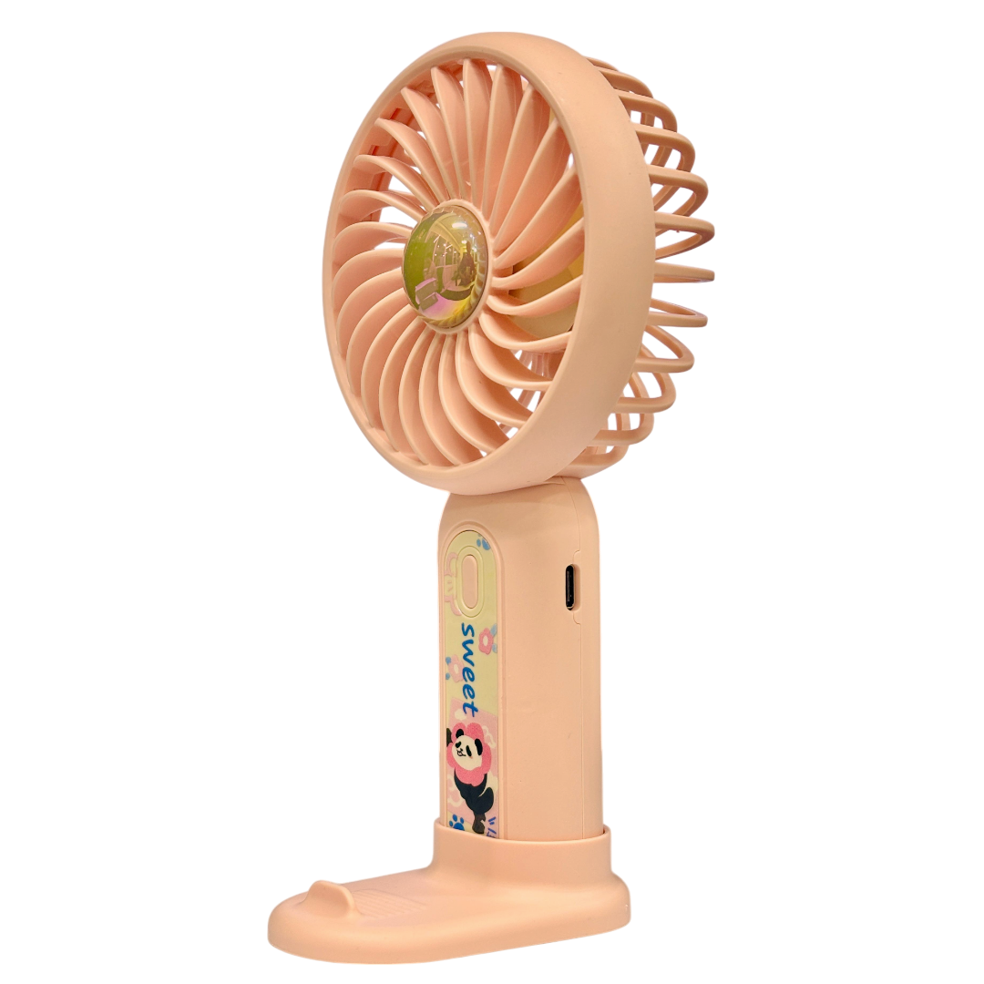 Mint Milk Peach Desktop Fan Mini Handheld Small Fan for Home, School USB Rechargeable & Portable Fan (Pink)