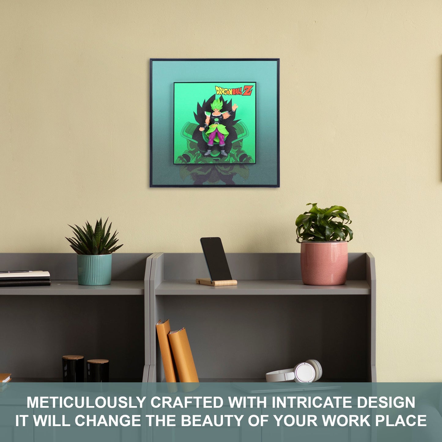 3D Broly From Dragon Ball Decorative Wall Frames – 40x40 cm | Dynamic Superhero Wall Art for Collectors