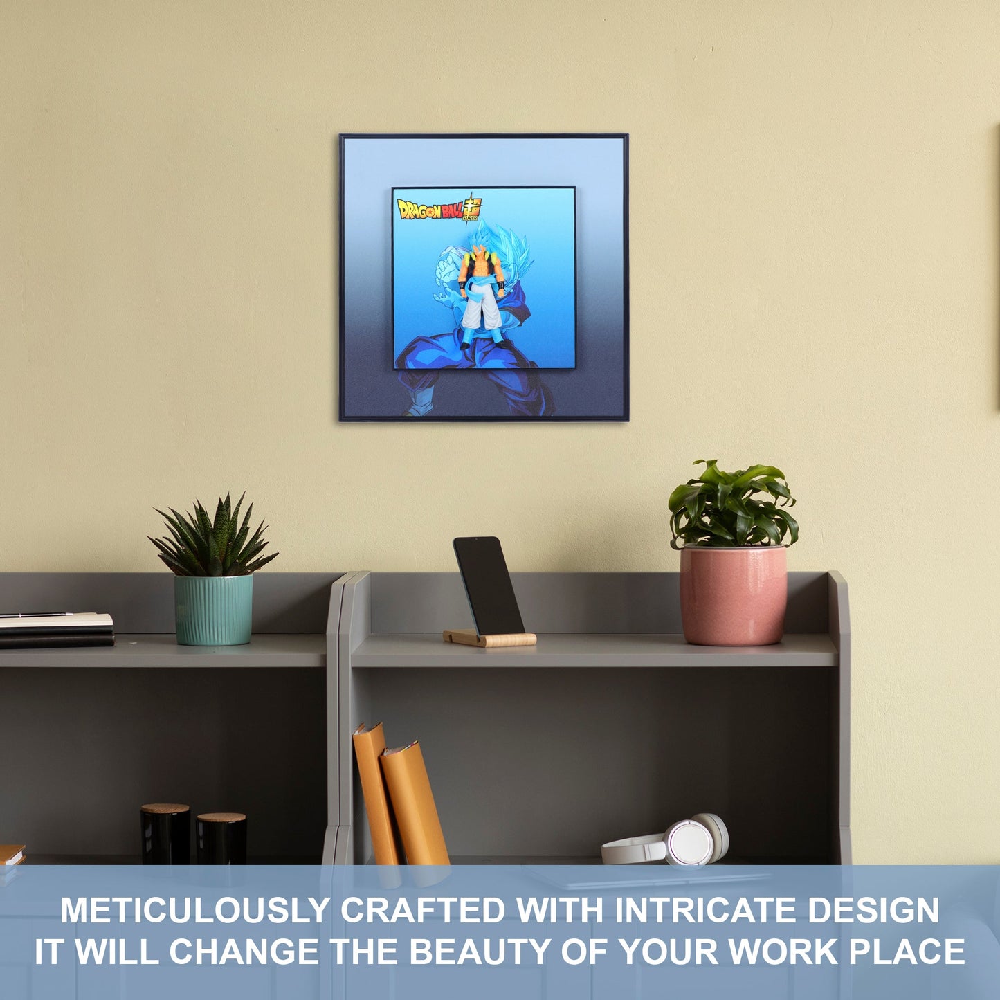 3D Blue Gogeta Dragon Ball Z Decorative Wall Frame – 40x40 cm | Dynamic Super Saiyan Wall Art for Anime Lovers & Collectors