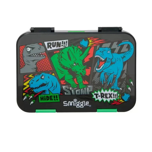 Smiggle Happy Medium Bento Lunchbox 758ml – Leakproof Kids Bento Box (Dino)