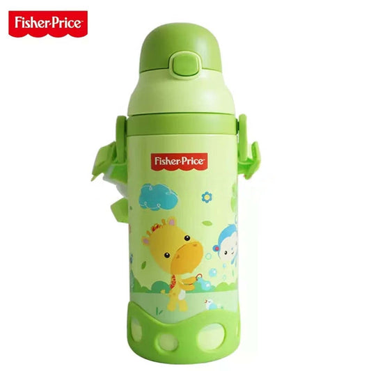 Fisher-Price Kids Water Bottle with Straw & Strap – 500ml, Insulated for Hot & Cold Drinks, Perfect for Toddlers 12 Months+ - Green