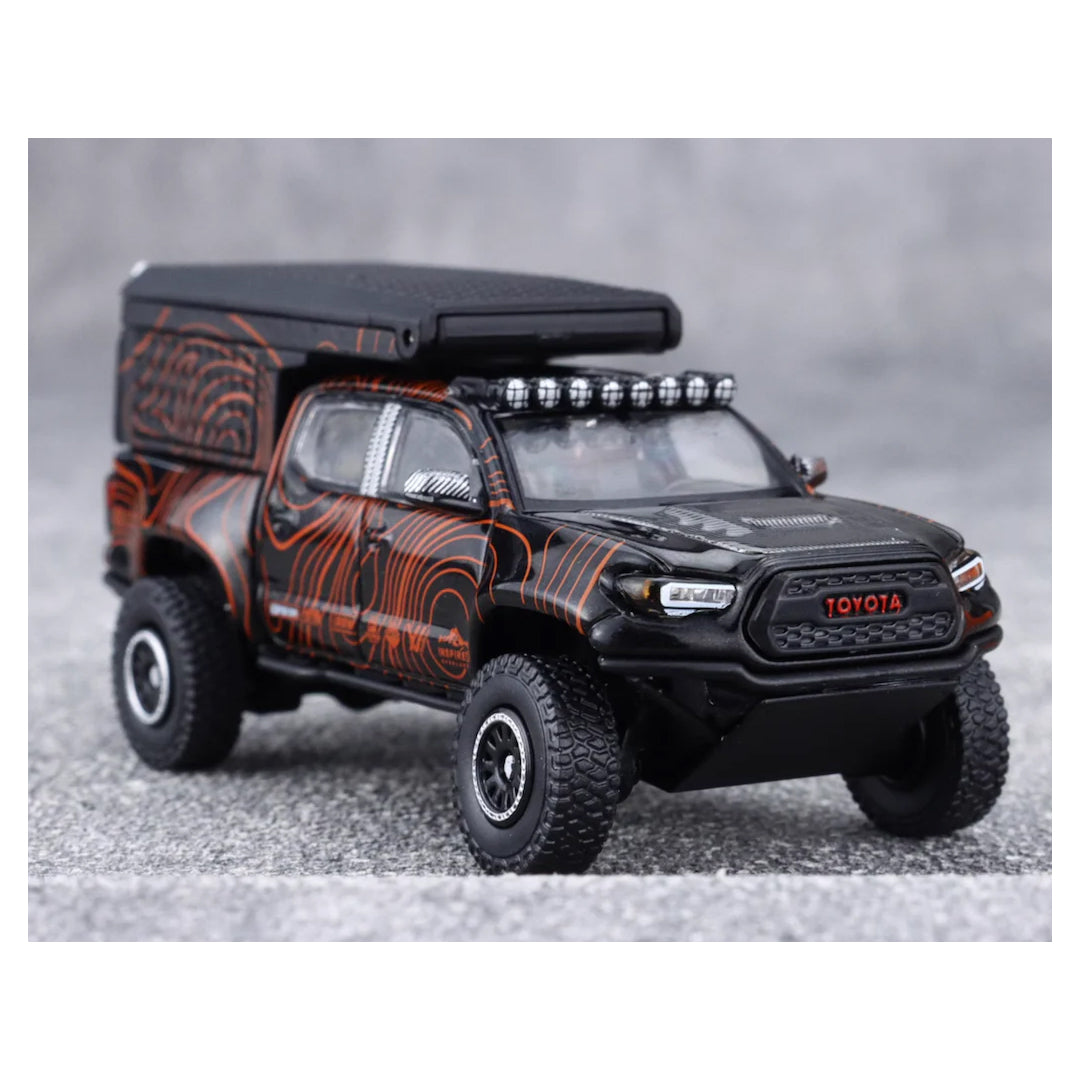 GCD 1:64 Toyota Tacoma N300 Widebody Camper – Black | Premium Diecast Model Truck