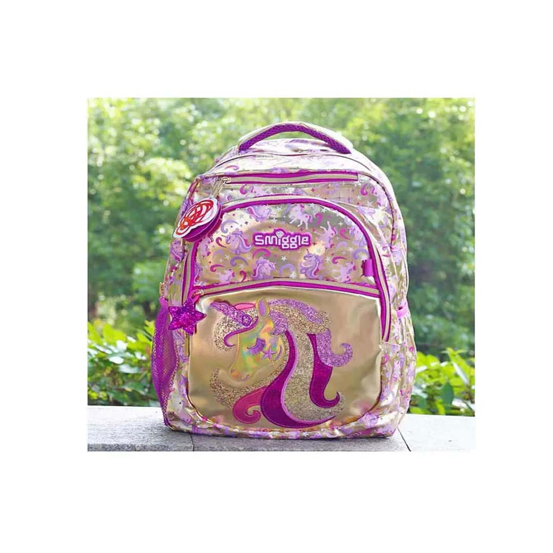 Smiggle School Bags Gold Unicorn School Backpack – Magical & Stylish for Girls