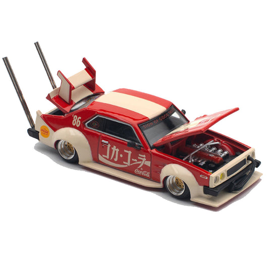Pop Race 1:64 Nissan Skyline C210 Kaido Racer – Coca Cola Livery | Bosozoku Style Diecast Model Car
